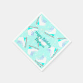 Personalisiert Ice Skaten Pattern Blue Party Serviette (Ecke)