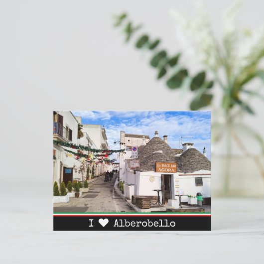 Personalisiert, ich finde in Alberobello, Apulien Postkarte (Stehend Vorderseite)