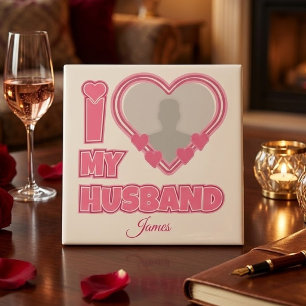 Personalisiert Ich liebe meinen Mann – Foto & Name Fliese