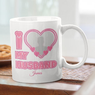 Personalisiert Ich Liebe Meinen Mann – Foto & Name Kaffeetasse