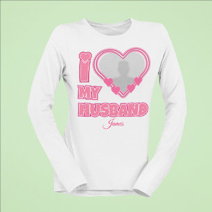 Personalisiert Ich liebe meinen Mann – Foto & Name T-Shirt