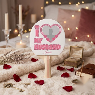 Personalisiert Ich liebe meinen Mann – Foto & Name Tischtennis Schläger
