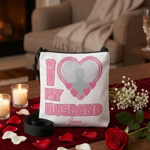 Personalisiert Ich Liebe Meinen Mann – Foto & Name Tragetaschen Mit Langen Trägern