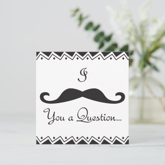 PERSONALISIERT, ich Mustache Ihnen ein Q! Hochzeit Einladung (Stehend Vorderseite)