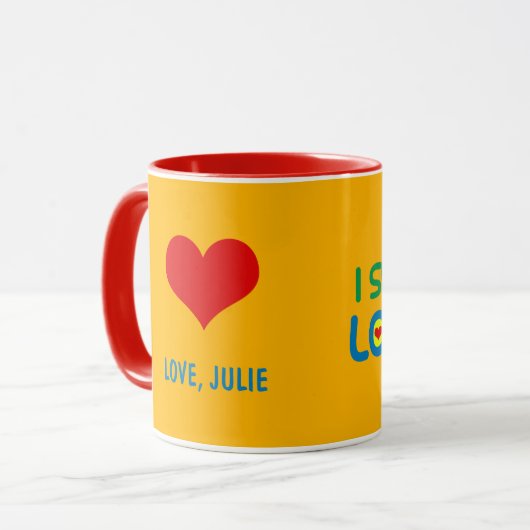 PERSONALISIERT "ICH SUPERDUPER LIEBE SIE! " TASSE (Vorderseite Links)