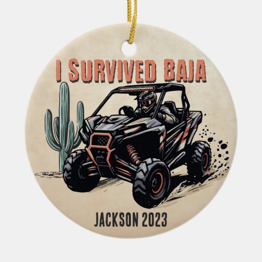 Personalisiert - Ich überlebte Baja Wüste UTV Race Keramik Ornament (Vorne)