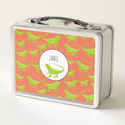 Personalisiert Iguana Lizard Pattern Metall Brotdose (Rückseite)