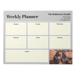 Personalisiert Ihr Foto Wochenplaner Schlicht grau Notizblock