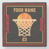 Personalisiert IHR NAME Basketball Steinuntersetzer (Vorderseite)