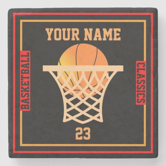 Personalisiert IHR NAME Basketball Steinuntersetzer (Vorderseite)