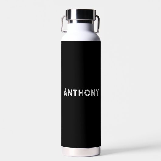 Personalisiert Ihr Name Black Script Hochzeitswass Trinkflasche (Vorne)