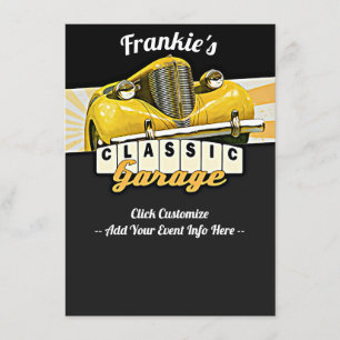 Personalisiert Ihr Name Classic Car Garage Einladung
