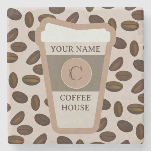 Personalisiert IHR NAME Coffee House Steinuntersetzer (Vorderseite)