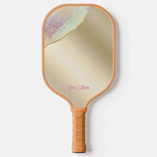 Personalisiert Ihr Name Gold Iridescent Pickleball Schläger (Vorderseite)