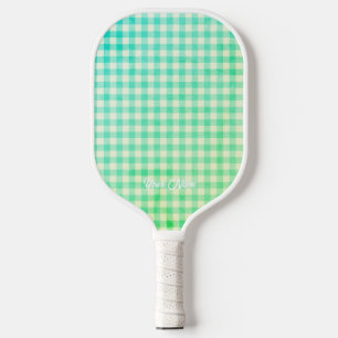 Personalisiert Ihr Name Ken Green Gingham Pickleball Schläger