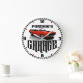 Personalisiert IHR NAME Plymouth Cuda Autogarage Große Wanduhr (Zuhause)