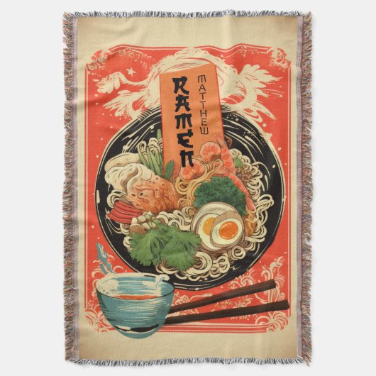 Personalisiert Ihr Name Ramen Blanket Decke (Vorderseite Vertikal)