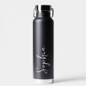 Personalisiert Ihr Name Script Black Wedding Trinkflasche (Vorne)