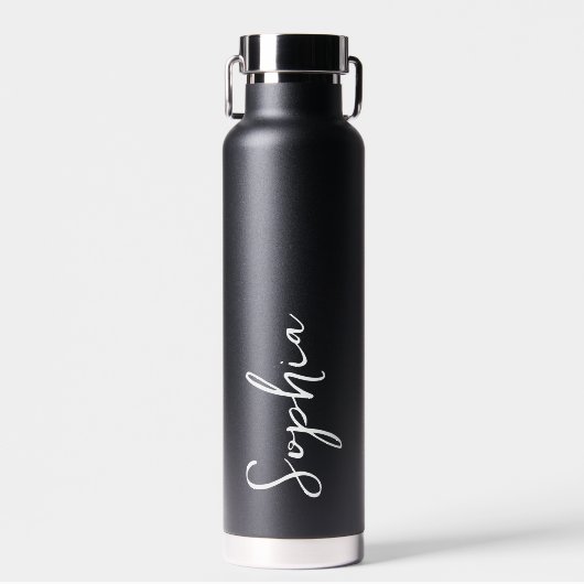 Personalisiert Ihr Name Script Black Wedding Trinkflasche (Vorne)