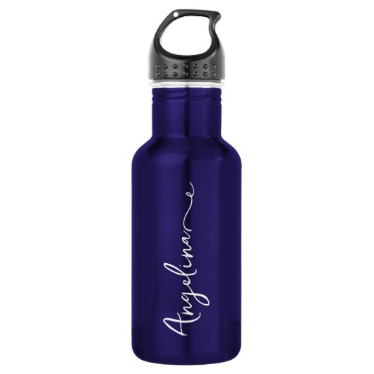 Personalisiert Ihr Name Script Blue Wedding Edelstahlflasche (Vorderseite)