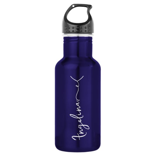 Personalisiert Ihr Name Script Blue Wedding Edelstahlflasche (Vorderseite)