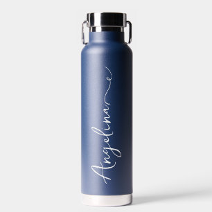 Personalisiert Ihr Name Script Blue Wedding Trinkflasche