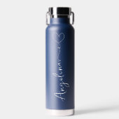 Personalisiert Ihr Name Script Blue Wedding Trinkflasche (Vorne)