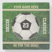 Personalisiert IHR NAME UND IHRE NUMMER Fußball Steinuntersetzer (Vorderseite)