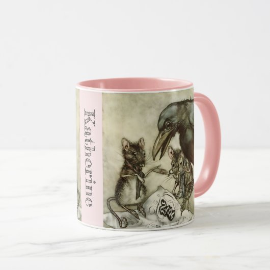 Personalisiert Ihr Name Vintag Crow Mice Rackham Tasse (VorderseiteRechts)