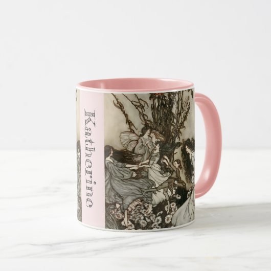 Personalisiert Ihr Name Vintag Fairies Rackham Tasse (VorderseiteRechts)