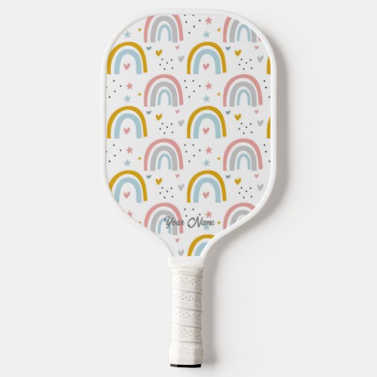 Personalisiert Ihr Niedlicher Regenbogen Pickleball Schläger (Rückseite)