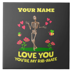 Personalisiert Ihre Liebe Ihr Skelett Valentine Fliese