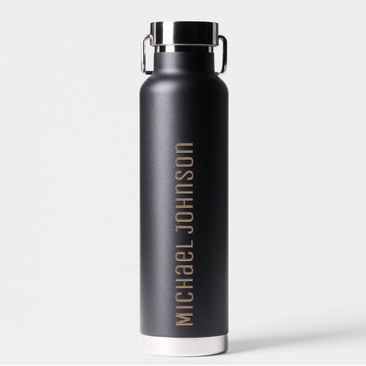 Personalisiert Ihren Namen Black Gold Trinkflasche (Vorne)