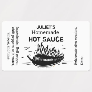 Personalisiert Ihren Namen hemade Hot Sauce Linocu Etiketten