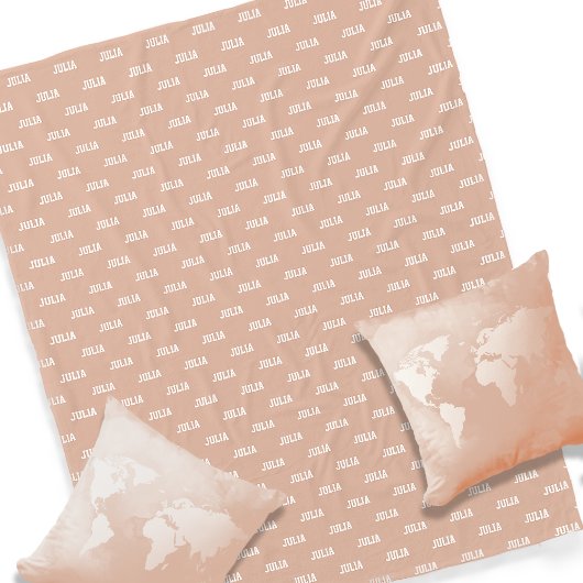 Personalisiert ihren Namen wiederholen Dusty Rose Fleecedecke