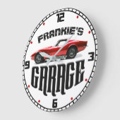 Personalisiert IHRER NAME Chevy Corvette Autogarag Große Wanduhr (Winkel)