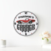 Personalisiert IHRER NAME Chevy Corvette Autogarag Große Wanduhr (Zuhause)