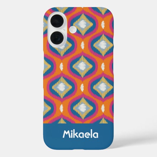 Personalisiert Ikat Series Ogee Orange Blue Case-Mate iPhone Hülle (Rückseite)