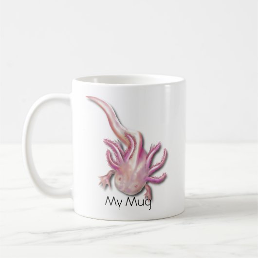Personalisiert Illustriertes Albino Axolotl Kaffeetasse (Links)