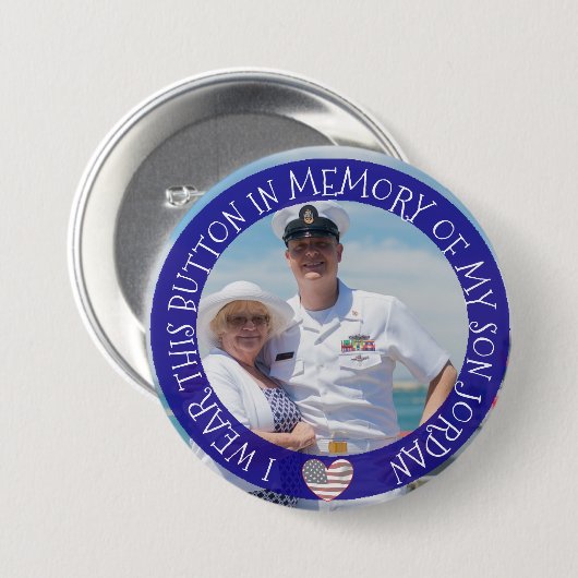 Personalisiert im Gedächtnis meines Sohnes Button (Vorne & Hinten)