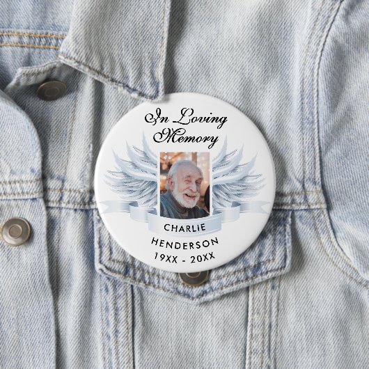 Personalisiert im Gedächtnisgedächtnis: Angel Wing Button (Beispiel)