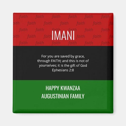 Personalisiert IMANI Faith Happy Kwanzaa Magnet (Vorne)