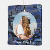 Personalisiert immer mein Held Navy Camouflage Fot Keramikornament (Links)