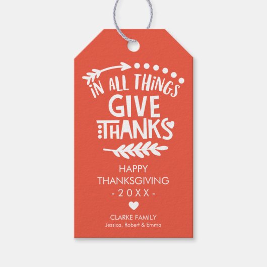 Personalisiert in allem Dank an Orange Geschenkanhänger (Vorderseite)