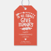 Personalisiert in allem Dank an Orange Geschenkanhänger (Rückseite)