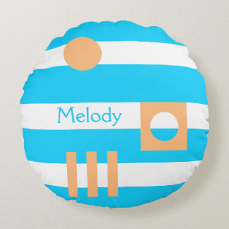 Personalisiert in der Mondlicht Cyan Peach Baby Rundes Kissen
