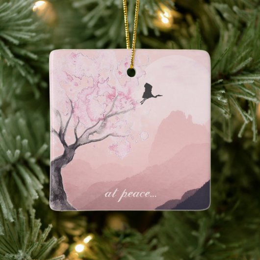 Personalisiert in Frieden Japanisch Weihnachten Keramikornament (Baum)