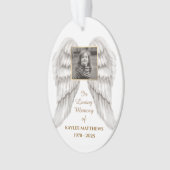 Personalisiert in Memory Memorial Angel Wings Foto Ornament (Vorderseite)