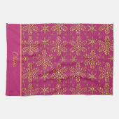 Personalisiert in Rosa und Gold Geschirrtuch (Horizontal)