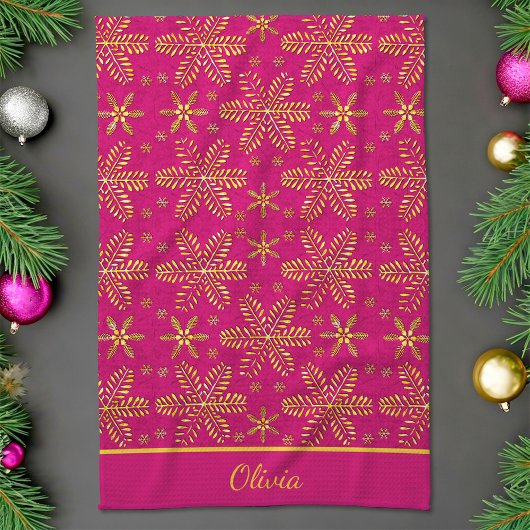 Personalisiert in Rosa und Gold Geschirrtuch